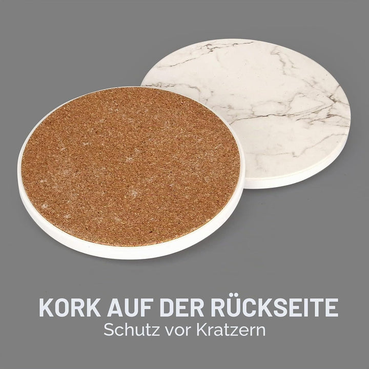 6 Stück Marmor Untersetzer Gläser mit Halter Keramik Getränkeuntersetzer Glas Untersetzer-Set Tischu