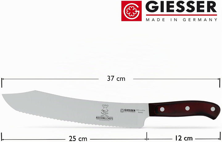 Giesser seit 1776 - Made in Germany - Brotmesser 25 cm Rocking Chefs, PremiumCut Wave No 1, rot, Wel