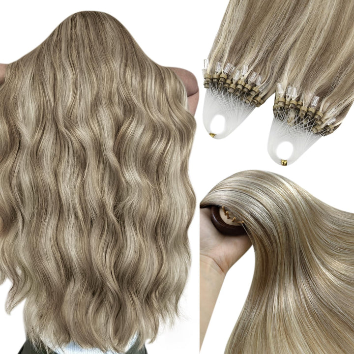 YoungSee Extensions Echthaar Microring Hellbraun Microring Extensions Echthaar 45 cm Microring Haarv