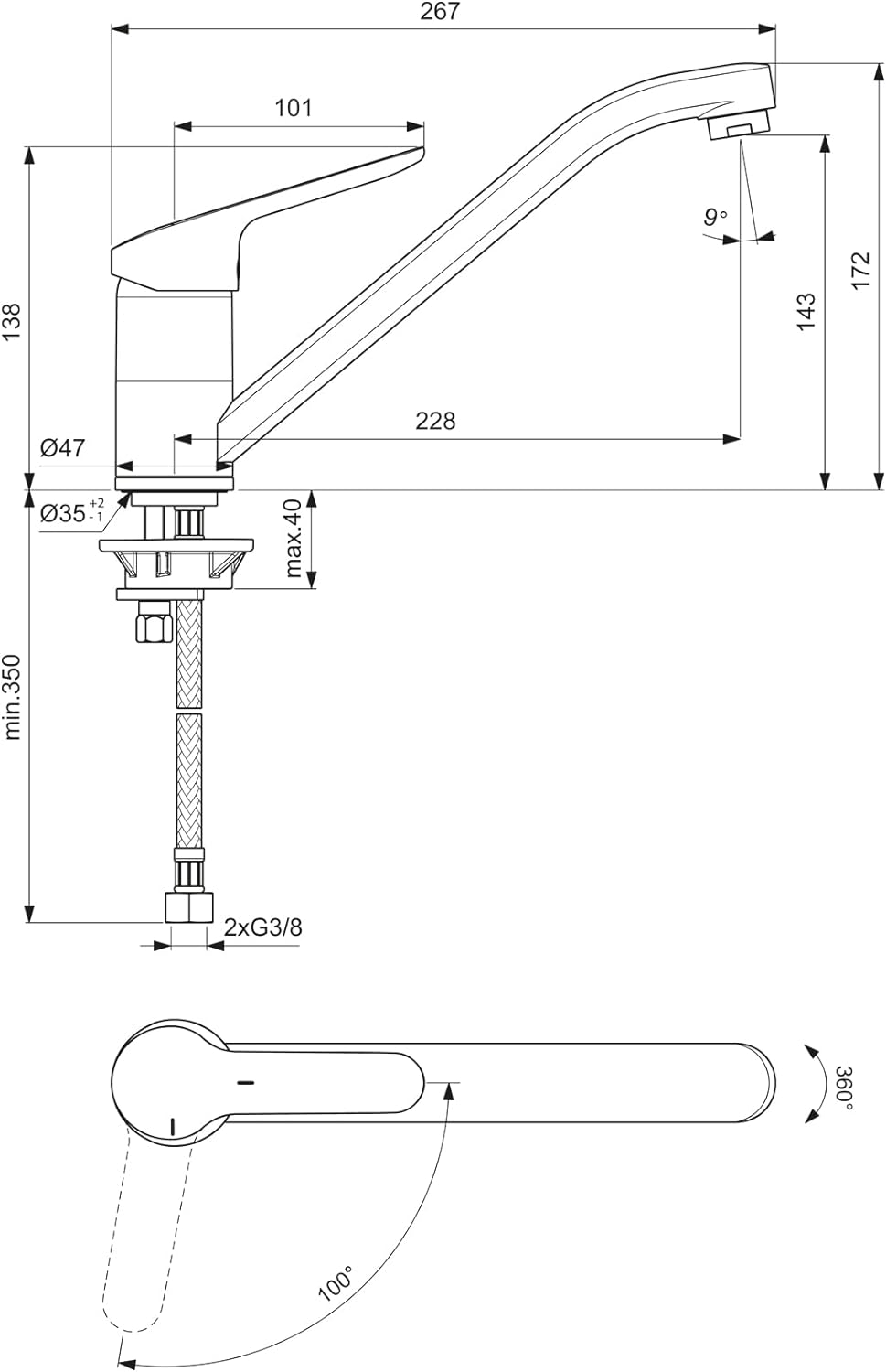 Ideal Standard BC129AA Küchenarmatur, Chrom