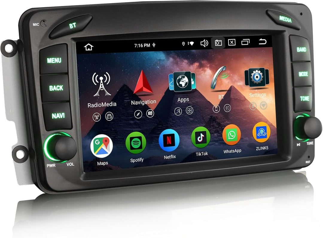 Erisin 7 Zoll 8-Kern 8GB+128GB Android 14 Autoradio Bluetooth GPS Navigation für Mercedes A/C/G Klas