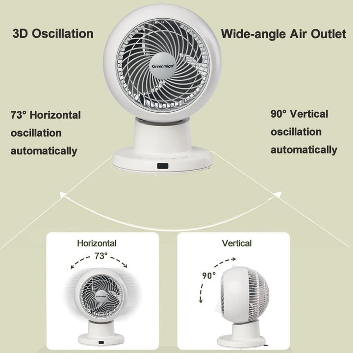 Leiser 3D-Oszillationstischventilator mit Fernbedienung, Timer, schwenkbar, 3 Geschwindigkeitsstufen