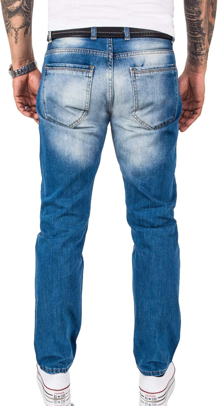 Rock Creek Herren Jeans Hose Denim Blau Straight-Cut Gerades Bein RC-2091 29W / 30L Blau - Rc-3119,