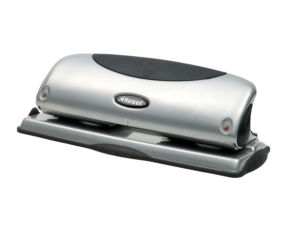 Rexel P425 Vierfach-Locher, silber/schwarz, für A4 Lochungen silber Einzelbett, silber Einzelbett