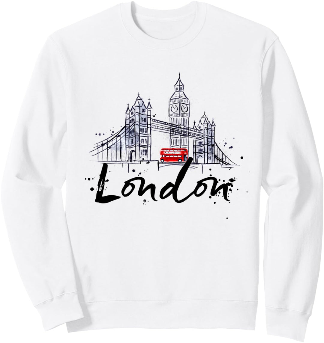 Cool Sketch Hand Drawn London Skyline Landmarks Illustration Sweatshirt