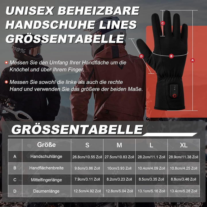 Dr.warm Dünn Beheizbare Handschuhe Liners, Beheizte Handschuhe Winterhandschuhe mit TYP C Akku, Size