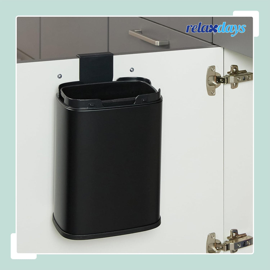 Relaxdays Mülleimer Wandmontage, 5 Liter, Einhängen oder Kleben, Inneneimer, Küchenabfalleimer, Badm