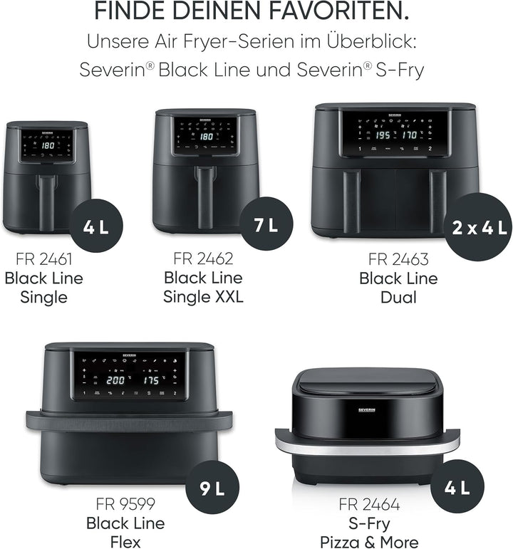 Severin Heissluftfritteuse Single XXL, 7L, 11 Automatik-Programme, Touch-Display, vielseitige Zubere