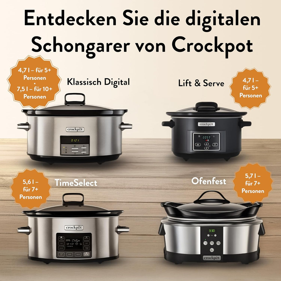 Crockpot TimeSelect digitaler Schongarer | mit programmierbarem Timer und digitaler Anzeige | 5,6 l
