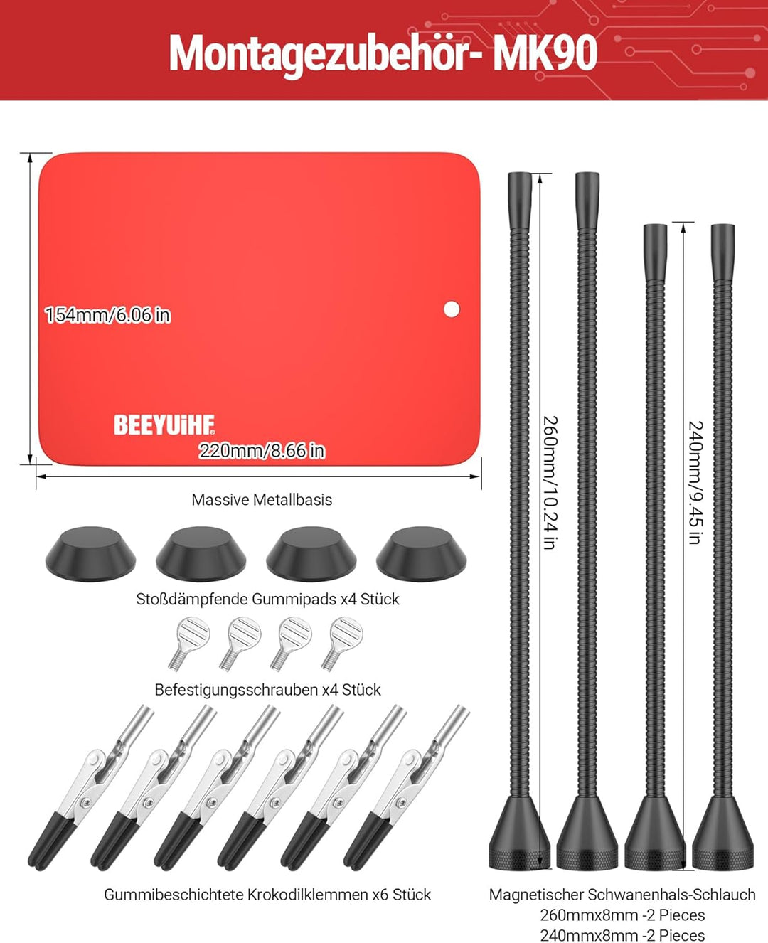 Magnetische Löthilfe Third Hand Löten mit 4 flexiblen Schwanenhals Armen und Krokodilklemmen, Löthil