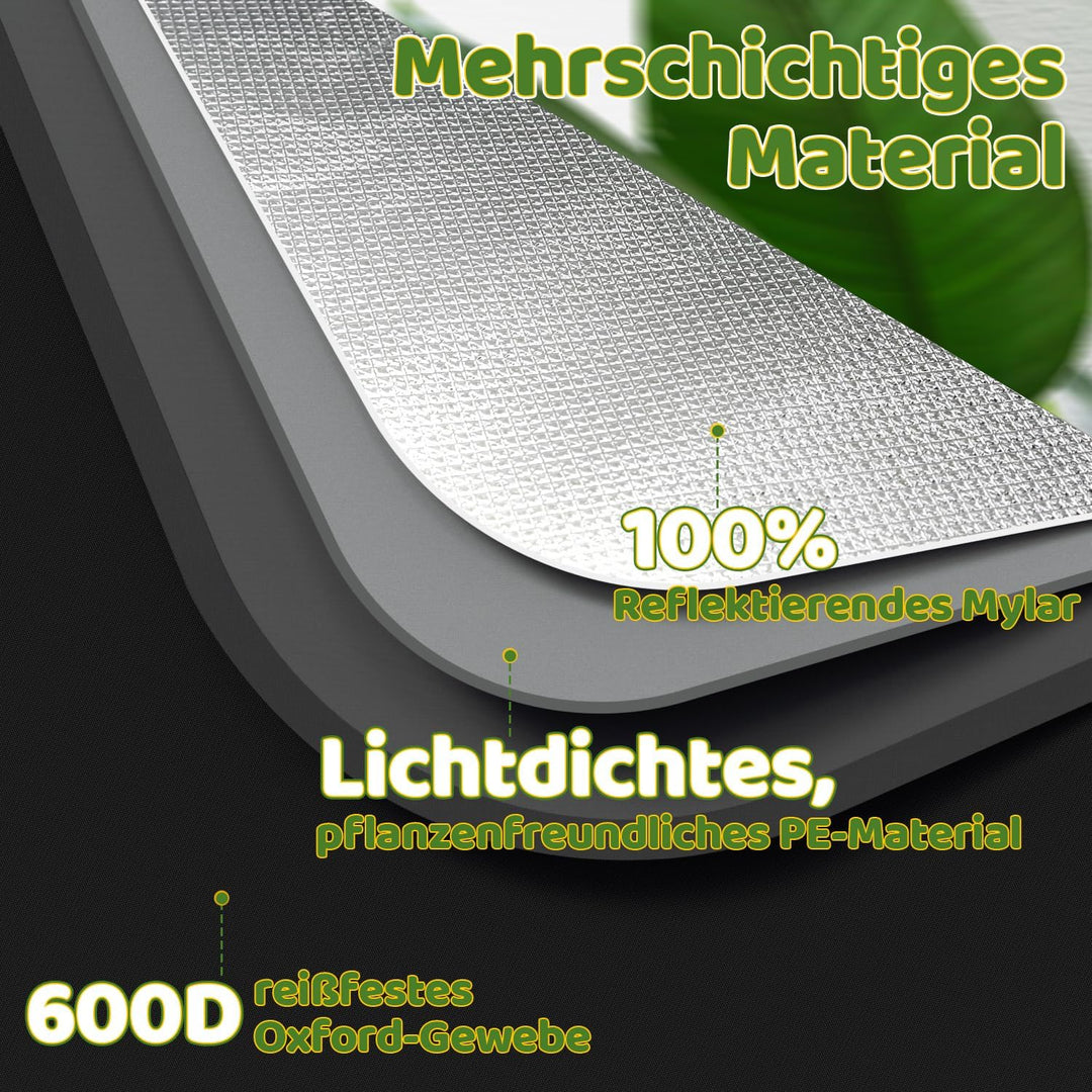 Sonnewelt Growzelt, 600D Oxford Growbox, 60x60x180 cm Grow Tent, Lichtdicht und Wasserdicht Growschr
