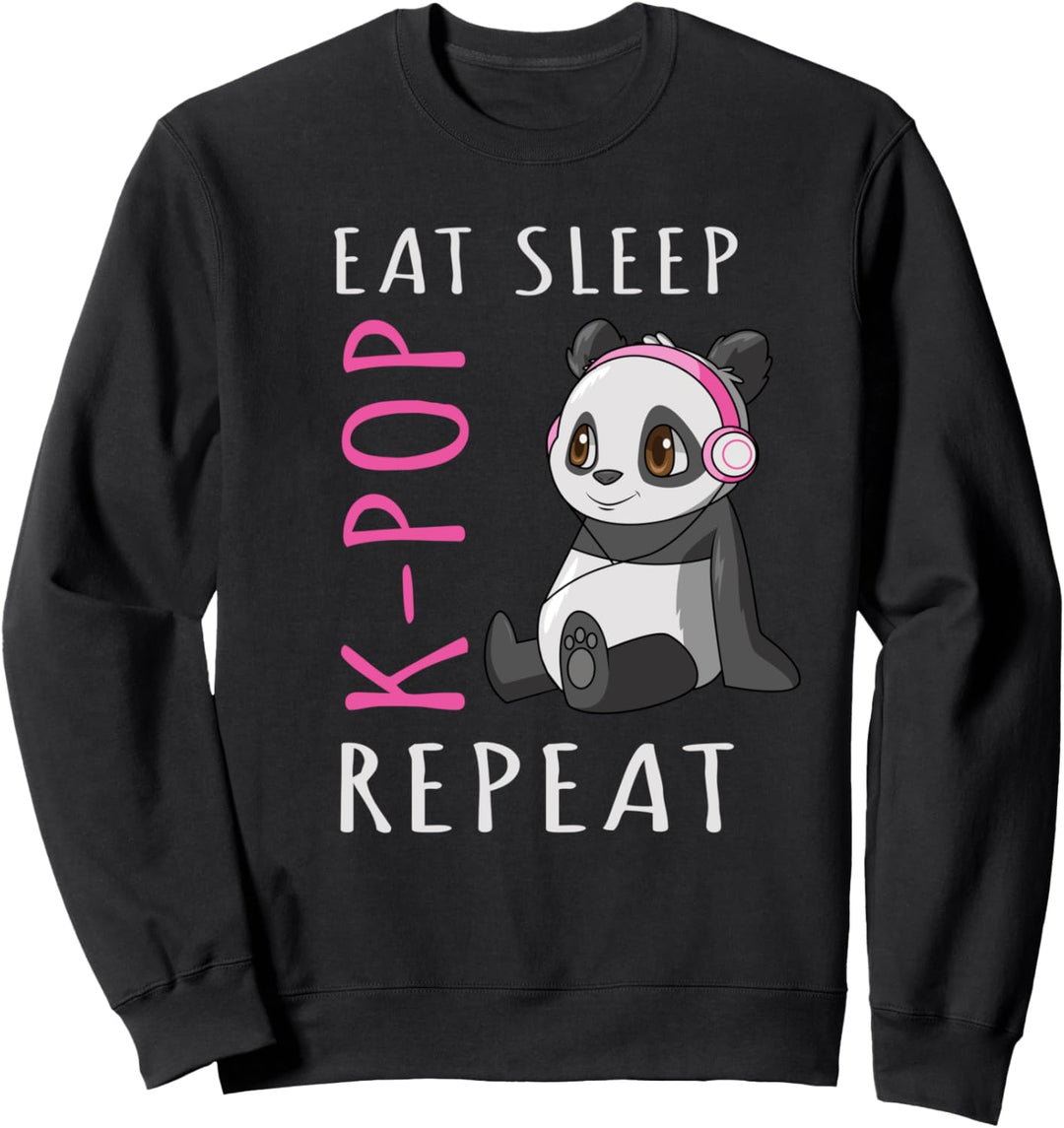 Eat Sleep K-Pop Repeat KPop Pandabären Musik Sweatshirt