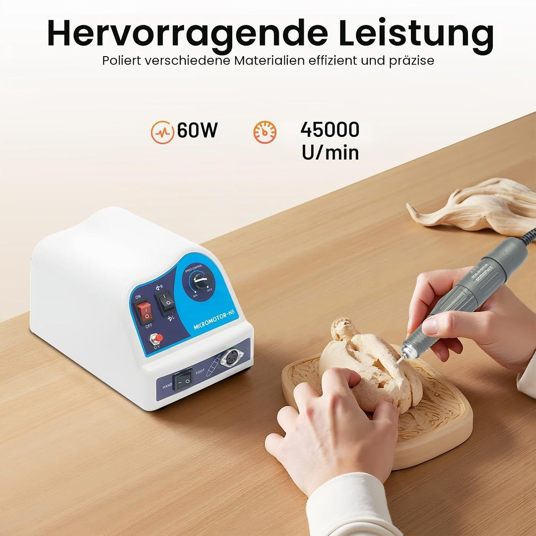 Labor Mikromotor, 80W Elektro-Mikromotor mit Handstück, Schleifen Poliere Mikromotor 0-45000rpm/min