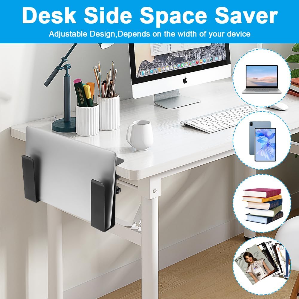 Mineup 2 Stück Aufhängbarer Laptop Organizer, Verstellbare Schreibtisch Seitenaufbewahrung, Laptop S