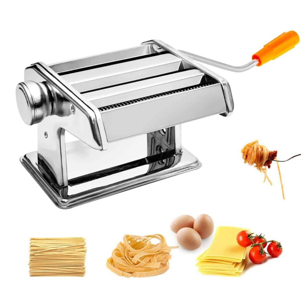 Willonin Nudelmaschine Pasta Maker Edelstahl Frische Manuell Pasta Walze Maschine Cutter mit Klemme