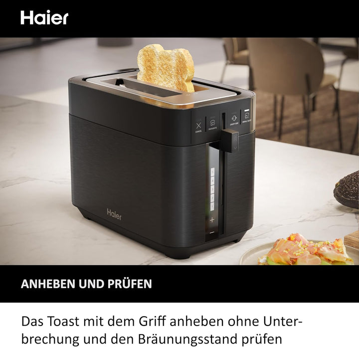 Haier Toaster aus Edelstahl, 2 Scheiben, 1150W I Extra tiefe Schlitze &amp; Hebegriff zum Anheben gegen