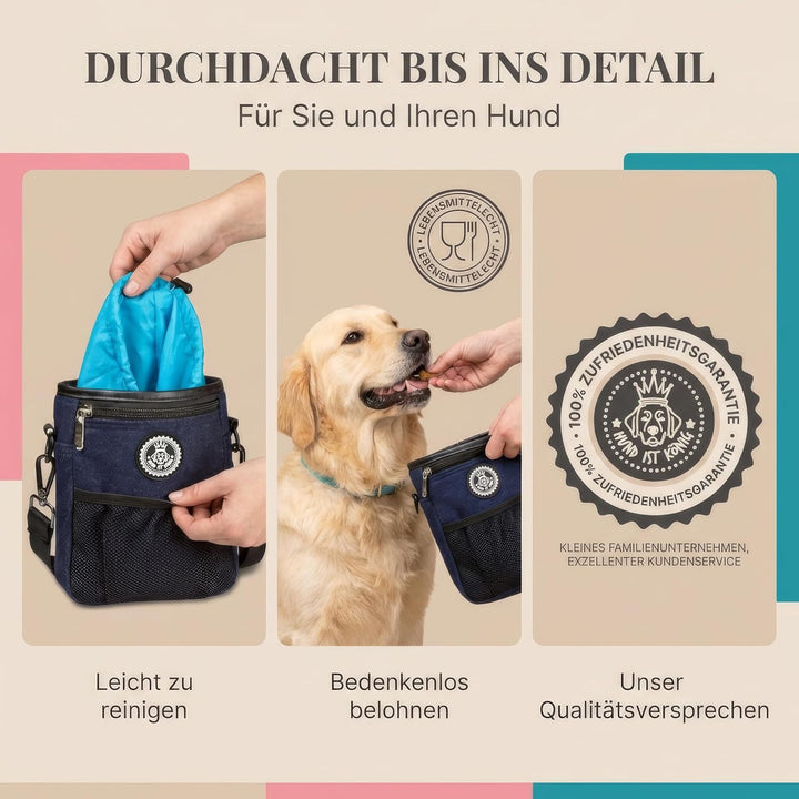 HUND IST KÖNIG® Premium Leckerlibeutel für Hunde - der Alleskönner - Robuster Futterbeutel Hunde mit
