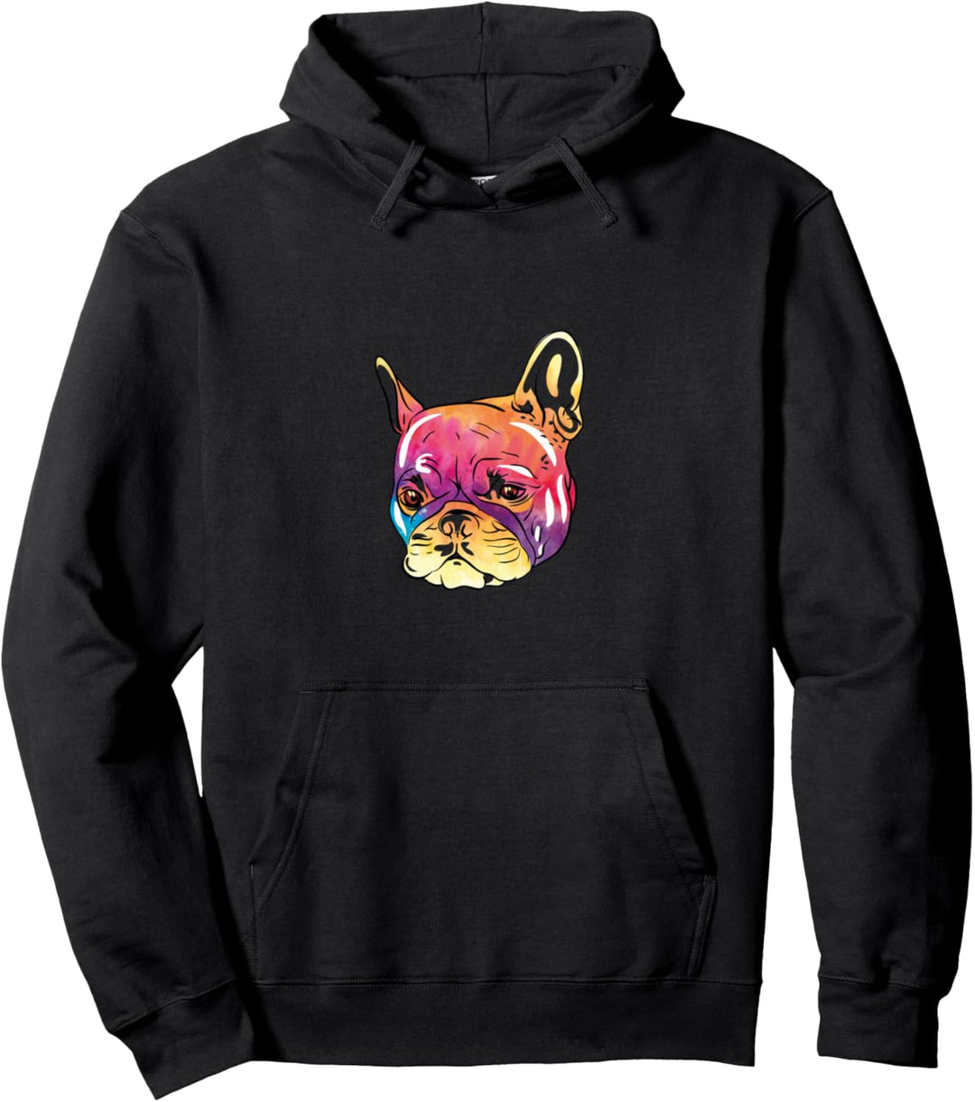 Bunte französische Bulldogge Niedlicher Hund Pop Art Tier Pullover Hoodie