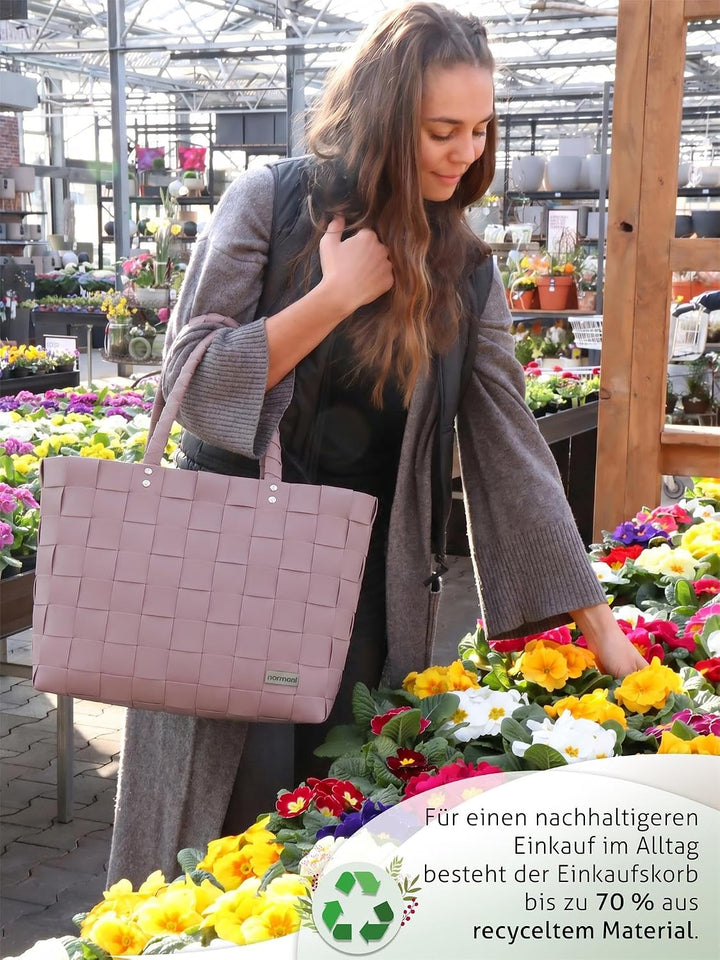 Einkaufstasche geflochten mit Henkeln - Tragetasche extra robust Farbe Dusty Pink Dusty Pink Onesize