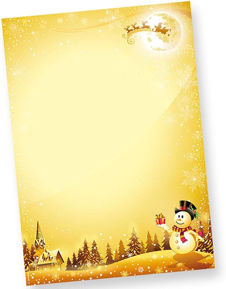Weihnachtsbriefpapier Set Schneemann (25 Sets ohne Fenster) Briefpapier Weihnachten mit Umschlag