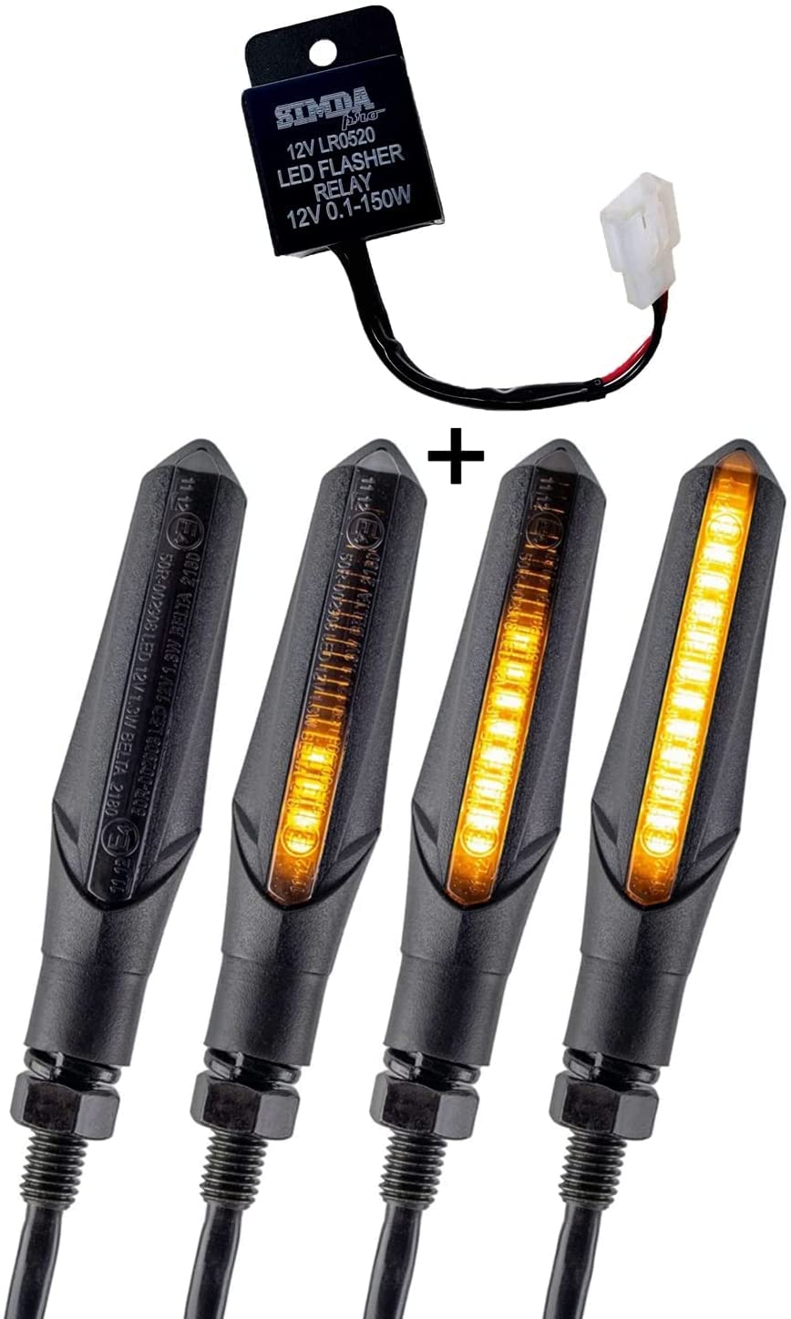 E Mark Led Motorrad Laufeffekt Blinker mit Relais Lauflicht Sequentiell Schwarz Universal Quad ATV L