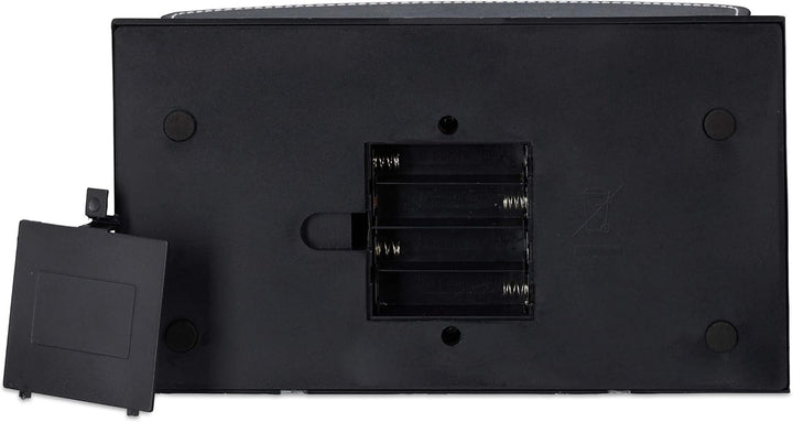Relaxdays, schwarz Kartenmischer Elektrisch, Leder, 4 Decks, Automatische Kartenmischmaschine zum Mi