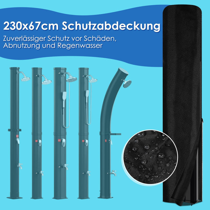 Joparri Solardusche mit Handbrause 40Liter inkl. Schutzhaube und 180° Duschkopf, Einstellbare Temper