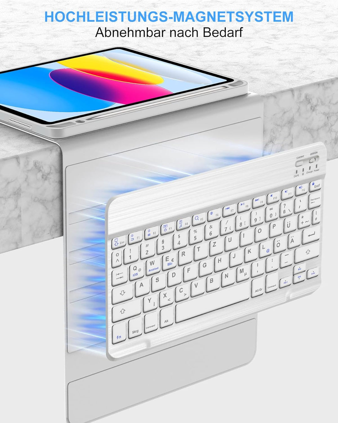 Hülle mit Tastatur für iPad 11/10 Generation (2025/2022, 11/10,9") – Bluetooth 5.0 Keyboard, QWERTZ