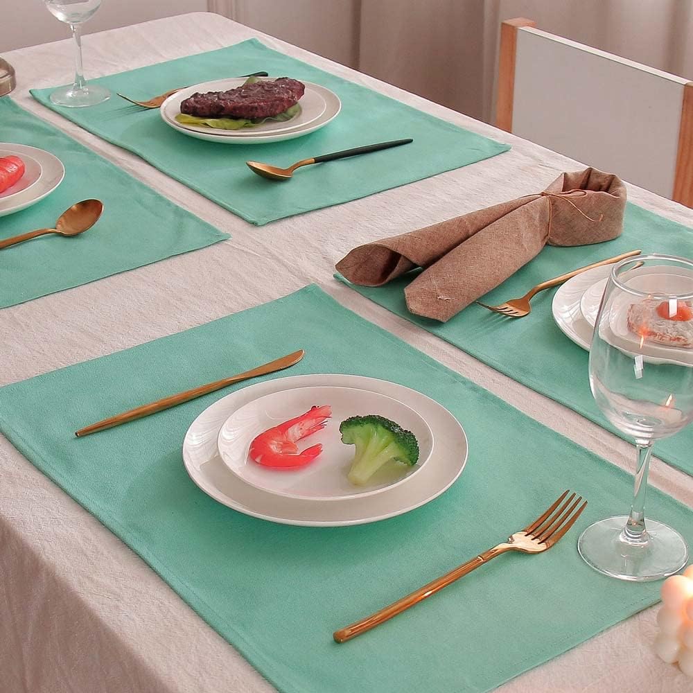 Vivi Idee® 6er Tischsets Platzset 100% Baumwolle Platzdeckchen Stoff abwaschbar Handgenäht 52x33cm (