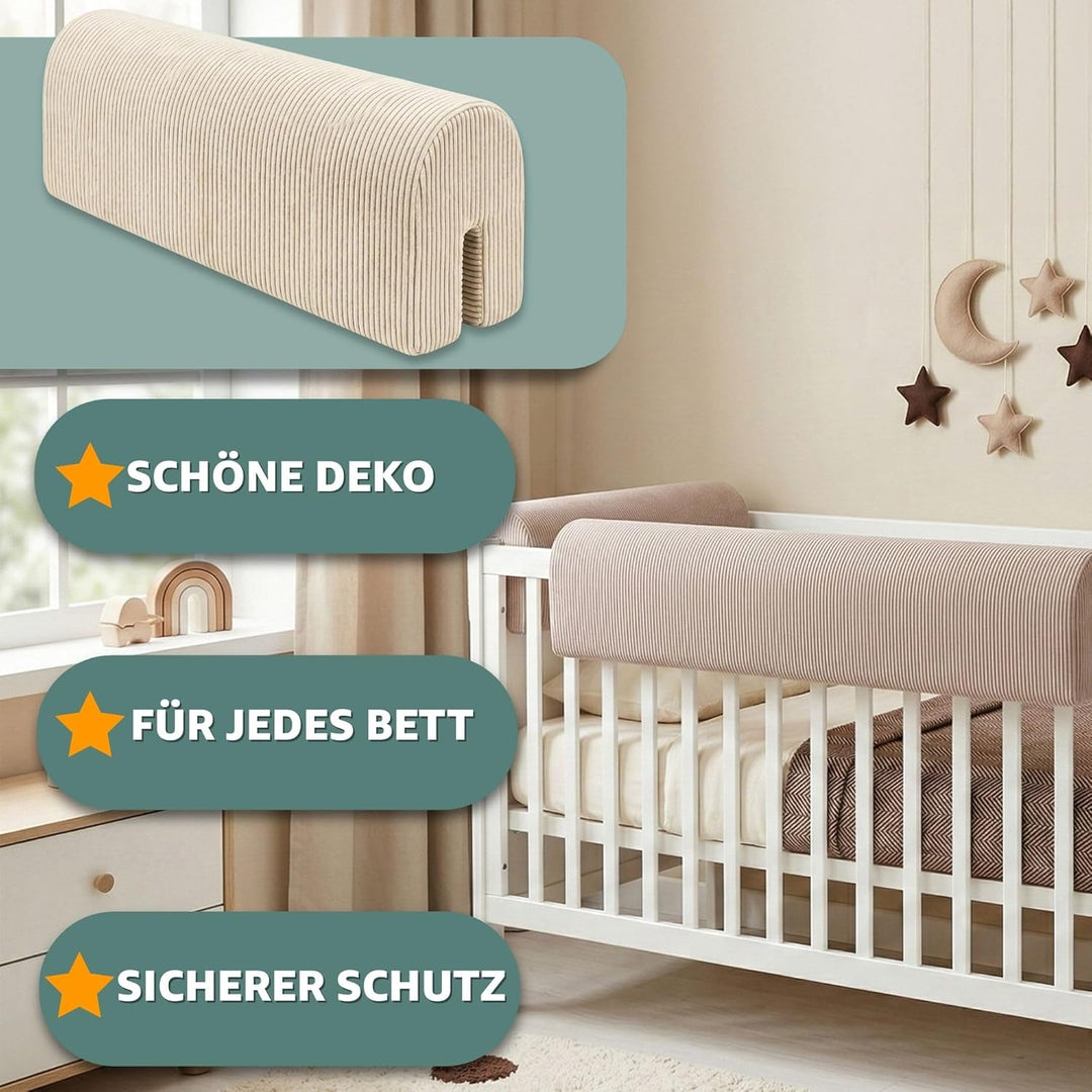 Bettkantenschutz für Kinderbetten Cordstoff 50 cm - Schutz für Bettrahmen Baby Bett rausfallschutz f