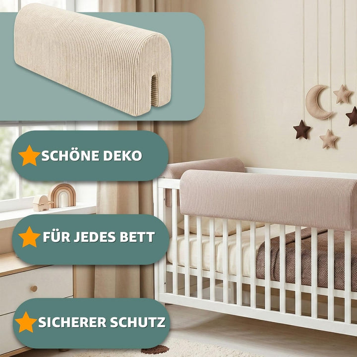 Bettkantenschutz für Kinderbetten Cordstoff 50 cm - Schutz für Bettrahmen Baby Bett rausfallschutz f