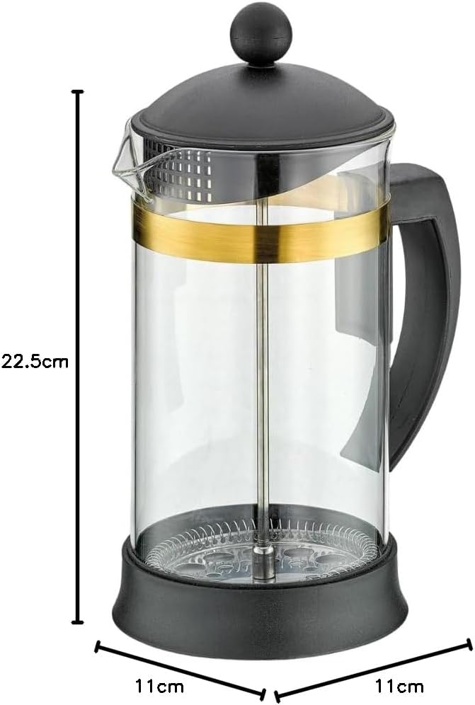 Cilio Kaffeebereiter MARIELLA ORO – 1L, 8 Tassen - Stillvolle Kaffeepresse aus Borosilikatglas/Rand