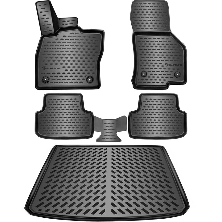 ELMASLINE Gummimatten & Kofferraumwanne Set für VW TIGUAN I (5N) 2007-2016 | Extra hoher Rand | 1.Ge