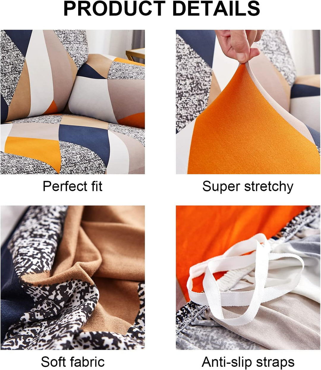 Jaotto Sofabezug 1 Sitzer Elastischer Stretch Spandex Sofa Überwürfe Sofahusse Antirutsch Waschbar S