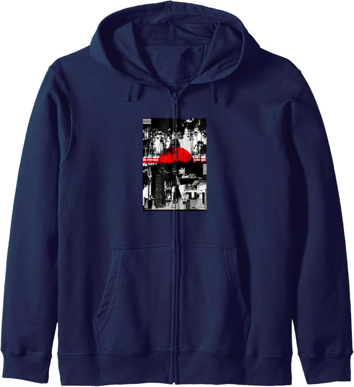 Urban City Silhouetted Tonal Black & White Kapuzenjacke