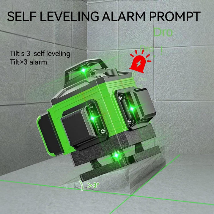 Kreuzlinienlaser Grün 4 x 360°, 4D 16 Linien laser wasserwaage, selbstnivellierender, horizontaler u