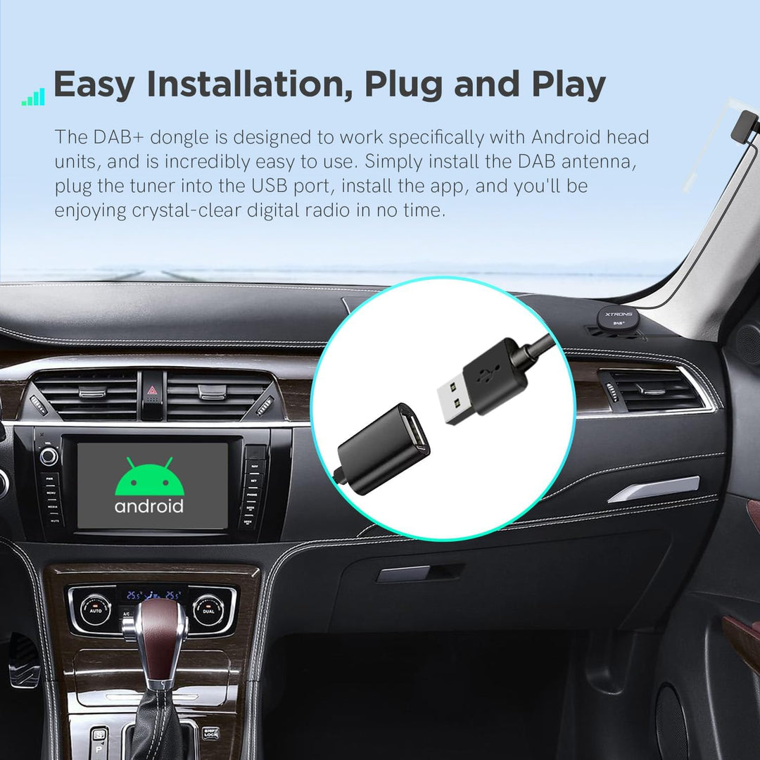 XTRONS Ultraleichter DAB+ Digitalradio-USB-Dongle für Android-Autoradio, unterstützt grosse Programm