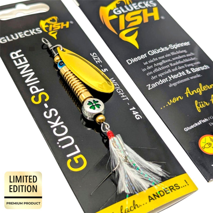 Anglergeschenk mit Gravur - Männer - Frauen - Angelköder - Angelhaken - Spinner - Glücksfisch (Wunsc