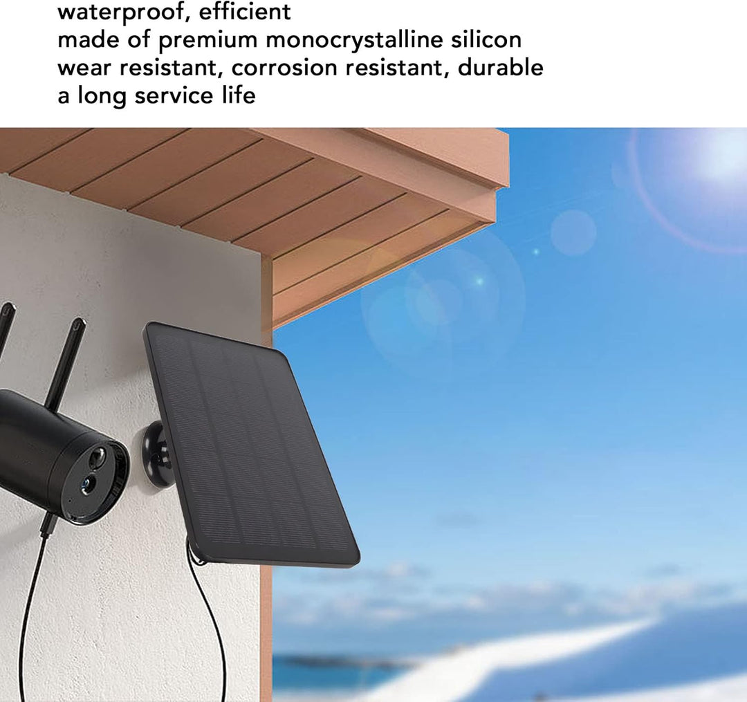 Solarpanel für Überwachungskamera, 5 V, 4 W, Micro-USB- und USB-C-Anschluss, Solarpanel für Kabellos