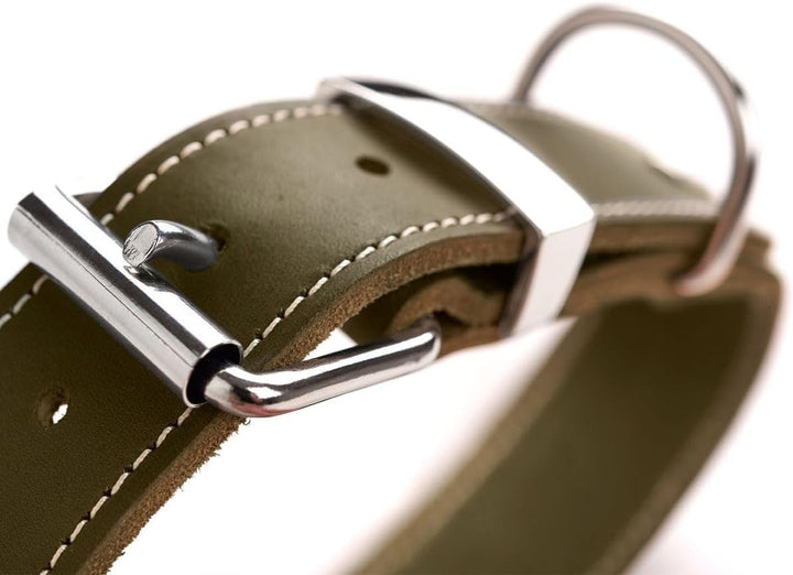 HUNTER AALBORG SPECIAL Hundehalsband, Leder, strapazierfähig, komfortabel, 45 (S), oliv oliv 45 (S),