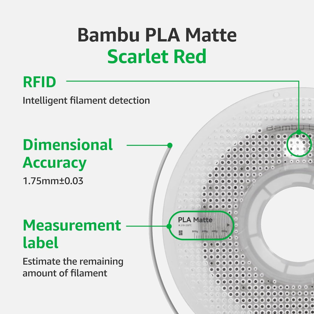 Bambu Lab Matte 3D-Drucker-Filament, glattes mattes Finish, 3D-Druck-PLA-Filament, keine Verformung