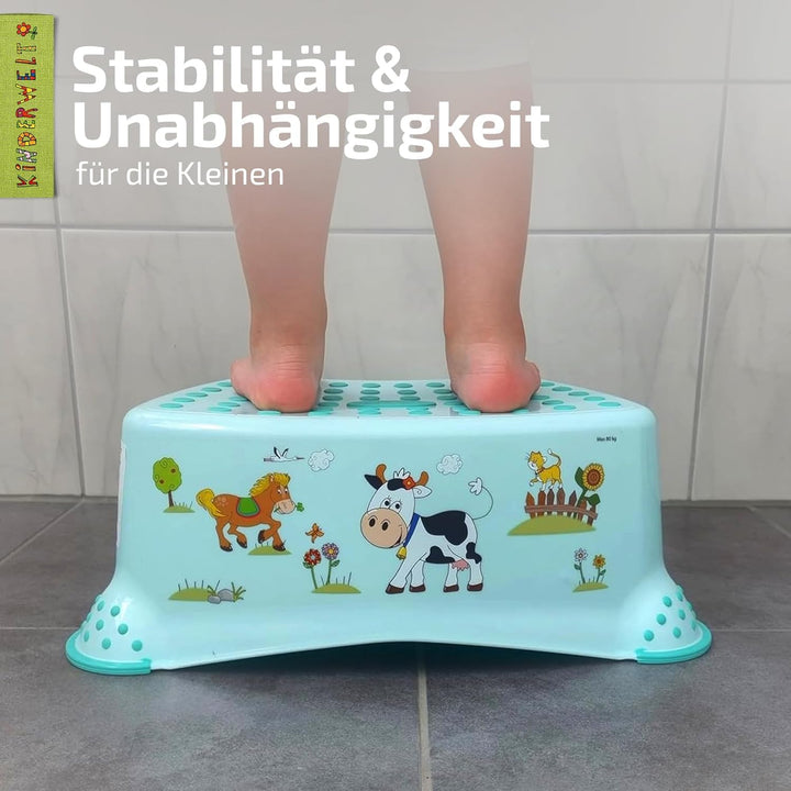 KiNDERWELT Premium Tritthocker für Kinder und Babys, weiss, Tritthocker Stufe für Kleinkinder ab 18