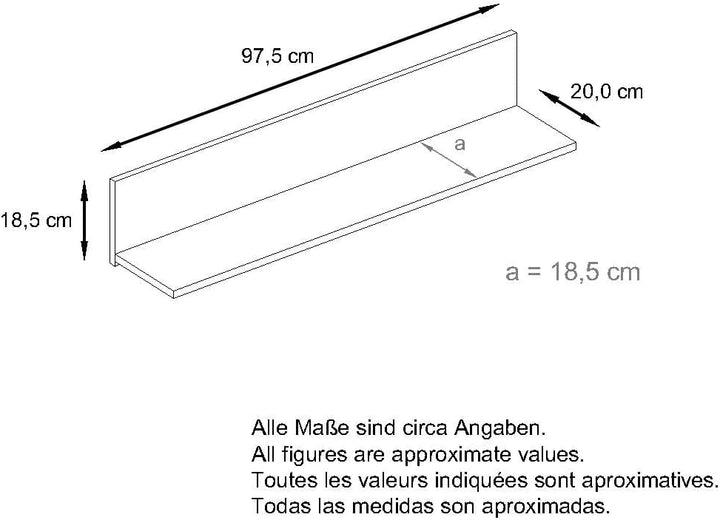 Vladon Wandregal Skadu, Schweberegal mit praktischer Ablage, Weiss Hochglanz (97,5 x 18,5 x 18,5 cm)