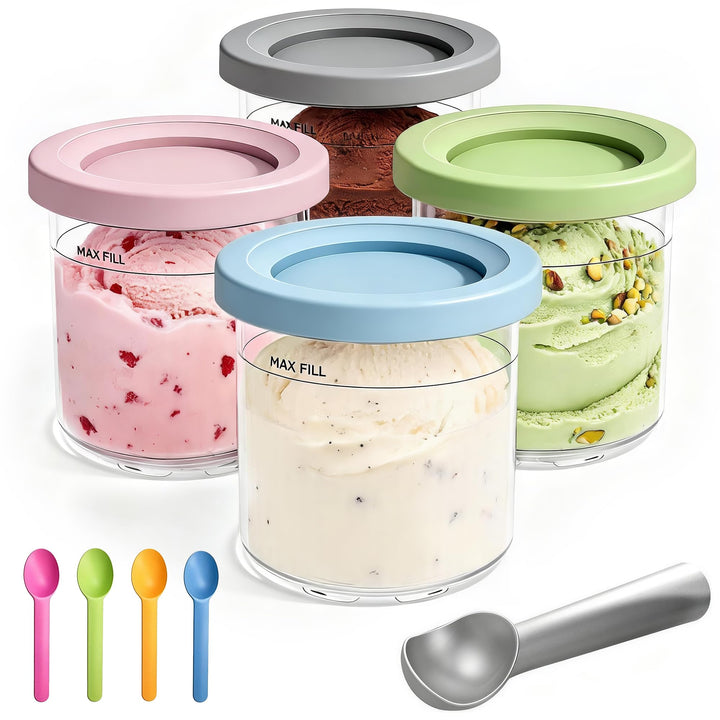 DULCE DOM Eiscremebehälter Set kompatibel mit Ninja Creami NC300 NC301 NC299AMZ CN305A CN301CO, 16 o
