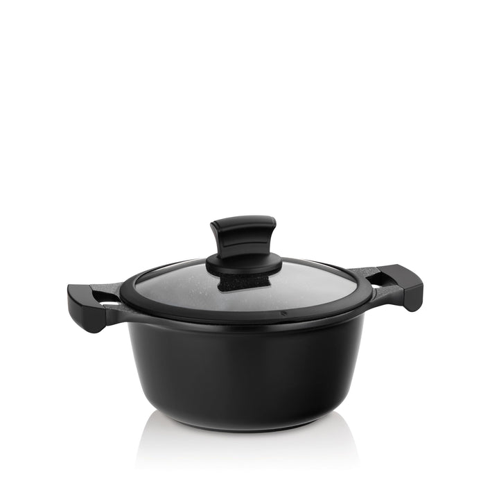 kela Kochtopf Stella Nova, Ø 20 cm, 2,2 L, Aluguss, schwarz, Allherdboden, antihaftbeschichtet, mit