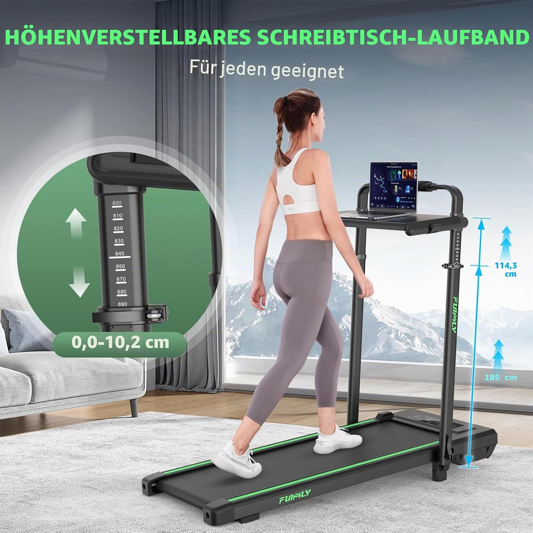 Laufband für Zuhause Klappbar mit Abnehmbarem Tisch, 8 in 1 Laufbander mit Steigung bis 9%, 12KM/H W
