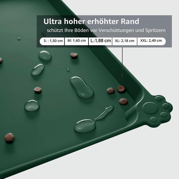 Reopet Hunde- und Katzennapfmatte, wasserdichtes, rutschfestes Silikon, Haustierfuttermatte 87 x 57