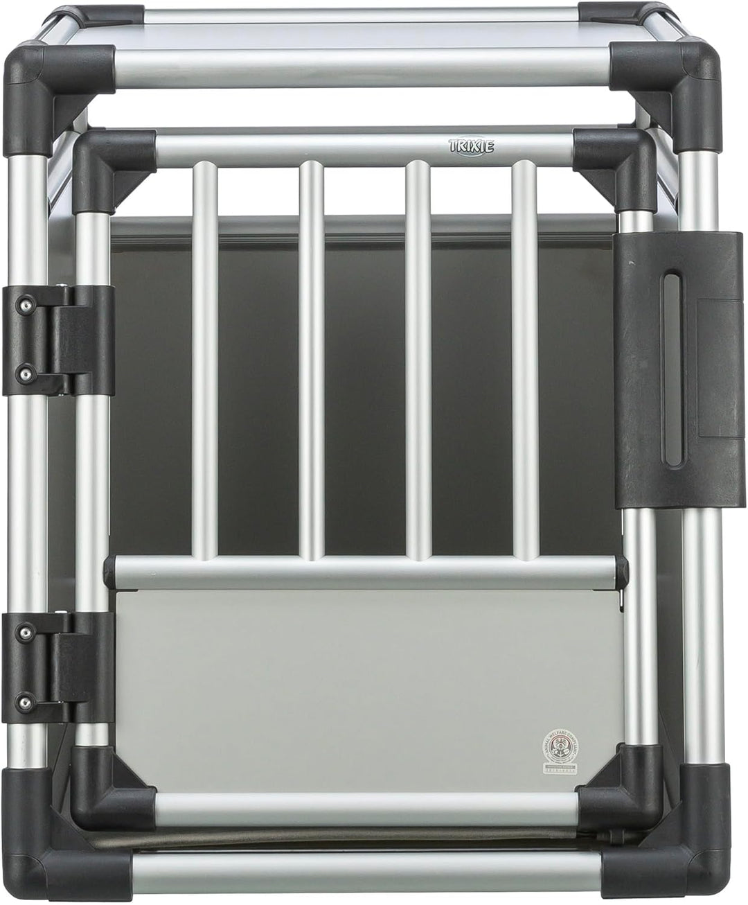 TRIXIE Hunde-Transportbox, Aluminium, M: 55 × 62 × 78 cm, hellgrau/silber, mit Klettleiste am Boden,