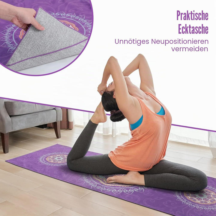 MoKo Yogamatten Handtuch, rutschfest Yoga Handtuch Auflage für Yogamatte Schweissabsorbierend Saugfä