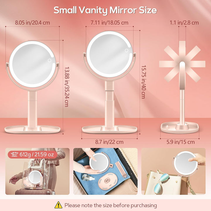 B Beauty Planet Beleuchteter Makeup Spiegel 30X Vergrösserungsspiegel mit 3 Farblicht, dimmbare LED